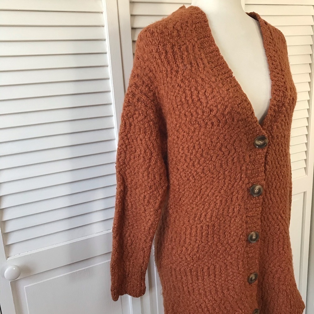 Splendid Rust Button Down Fuzzy Cardigan Size Xs - image 5